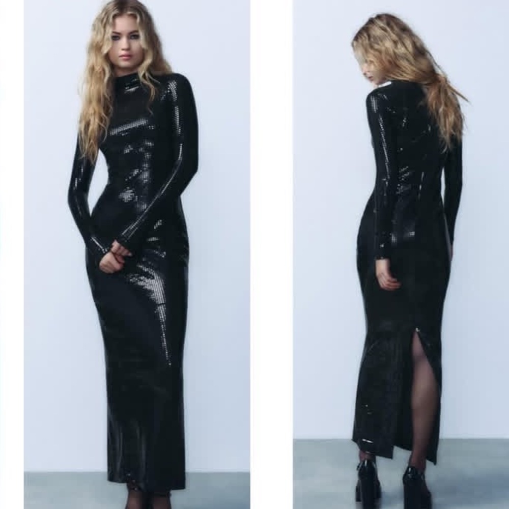 Zara Black Long Sleeve Dress